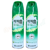 유한양행 해피홈 에어로솔 (피톤치드향-500 ml) *모기스프레이.유성, 2캔, 피톤치드향, 500ml