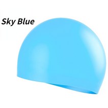 남녀공용 실리콘 수영 모자 방수 귀 보호 대형 다이빙 편안한 수상 스포츠 액세서리 1 개, 06 sky blue
