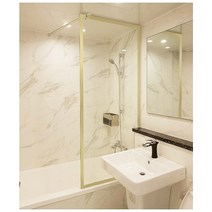 [8mm 안전강화유리]A6마트 골드 욕조파티션 / 고급인테리어 / 골드파티션, 가로650높이1600