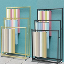 커튼 샘플 행거 전시랙 매장 샘플 거치대 3단 진열대, 골드 100cm+걸이후크30개