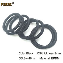 고무바킹 고무패킹 캡 실리콘패킹 OD8 ~ 440mm * 3mm 두께/CS 블랙 EPDM o 링 산 및 알칼리 저항 방수 마, 10 OD17x3mm  10pcs