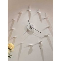 벽시계 아트 시계 비둘기 새 거실 무소음 벽시계, 블랙