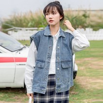 간절기 조끼 아노락 니트 데님 민소매