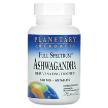 Planetary Herbals Full Spectrum 아슈와간다 570mg 60정, 60 개, 60개, 60개