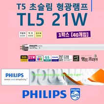 PHILIPS 21W T5 1박스 40개입 얇은 삼파장 형광등, 주광색-865-환하게 밝은 흰빛 [오스람] 40개
