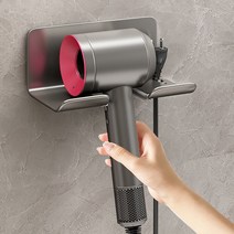 리빙쉘 무타공 화장실 욕실 헤어드라이어 거치대, 실버