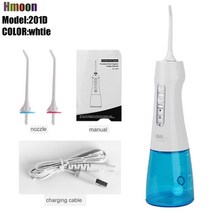 구강 세정기 세척기 구강 irrigator waterpick water flosser 연락처 usb 클리너 치과 nquipment nightgar 휴대용 방수 치아 치아 세척기, 201d-화이트