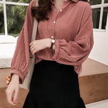 짝꿍닷컴 여성블라우스 잔체크 캐주얼셔츠 남방 LK S004