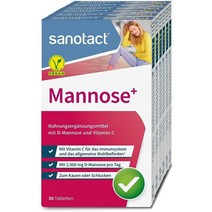sanotact Mannose 고용량 만노스 정제 6x30정 하루 2.000mg D 만노스 함유 비타민 C가 함유된