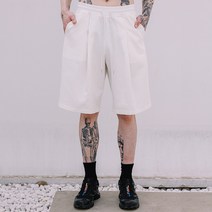 에프티엔티 [당일출고] 원턱 와이드 밴딩 우븐 개버딘 면 코튼 반바지 쇼츠_4 COLOR