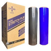 [유니스몰] 오공 검정색 청색 스트레치필름 공업용랩 4롤 1박스 (20mic x 500mm x 400m), 검정 20mic x 500mm x 400m 4롤 1박스
