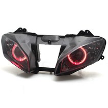 사용자 정의 헤드 라이트 어셈블리 YAMAHA 06 07 YZF R6 오토바이 레드 엔젤 아이 DRL HID 프로젝터 변환 헤드 램프 로우 하이 빔