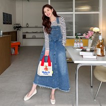 [조아맘] 로하스 멜빵 데님 원피스
