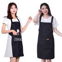 예쁜 바리스타 원피스 주방 카페 방수 청 앞치마 용품 식탁보 업소용 데님앞치마, 핸드타올 앞치마 블랙
