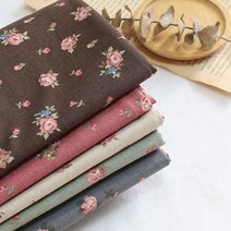 Cotton Fabric 20수 평직 면원단 로맨틱한 쉐비로즈플라워 5컬러, 그레이
