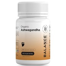 정품 Balance Breens 인증 유기농 아슈와간다 1600mg 흑후추 보충제 포함 - 비건 캡슐 120개 스트레스 기분 에너지 및 갑상선 지원 GMO 프리 글루텐 알약