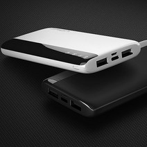 다번다 포터블 USB 2구 2A 3in1 디지털전량표시 보조배터리 10000mAh, 블랙 DR-P-C10000