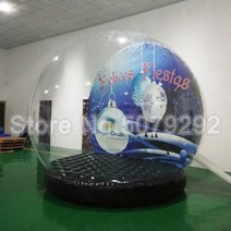 에어로그 공기주입식 팝업 에어텐트2021 새로운 인간 크기 스노우 맨 풍선 스노우 글로브 사진 부스 광고 맞춤형 배경 버블, 3m 직경, 4