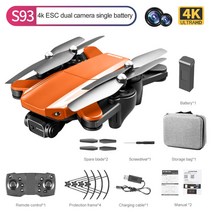 에어로쿼드드론 전동 헬기 드론 RC 헬기 키덜트 플라잉볼 2022 new s93 drone 4k hd 카메라 wifi fpv esc 항공 사진 rc quadcopter flow, 오렌지 듀얼4k 1b