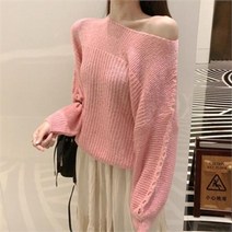 드레스날다 여리여리 루즈핏 펀칭 보트넥 니트 mknit1042