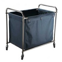 대형 수건 수거함 목욕탕 병원 스테인레스 빨래통, 사다리꼴 린넨카트 브라운