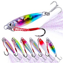 Meainna 반짝이 소형 메탈 하드베이트 루어낚시 쪼꼬미에기 5종세트 쌍낚시 (낚시 미끼 상자를 증정하다), 색상별 5개입(낚시 미끼 상자를 증정하다), 10g(5cm)