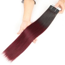 Joedir-더블 드로운 브라질 레미 헤어 번들 야키 스트레이트 위브 컬러 # P6/613 피아노 색상 금발, 07 Color  T1B-99J_01 8inches