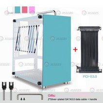 미니 ITX 컴퓨터 케이스 지원 SFX/SFX-L PSU 데스크탑 PC 용 냉각 게임 게이머 DIY 캐비닛 섀시 만화, Blue, T40  PCI-E3.0