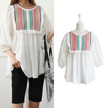 핑크홀릭 프랑 에스닉 자수 블라우스