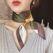 쁘띠 사각 목 스카프 70 가을 스퀘어 명품 브라운