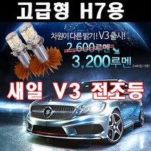 새일 LED 전조등 V3/최신형 신제품/HID 단속 대응/화이트 헤드라이트/화이트 전조등/전조등 램프/엘이디 전조등/라이트 전구/헤드라이트 벌브/파워임팩트/파워빔/V2/차량 1대분, H7-L 소켓 고정형