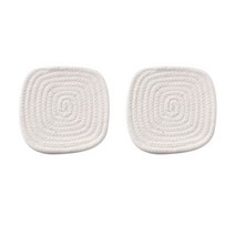 리에르 손뜨개 식탁매트 티코스터 2P 세트, 화이트, 16 x 16cm