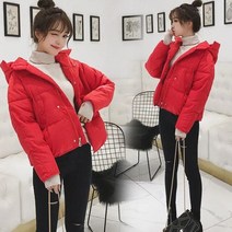 여성용 후드 짧은 재킷 두꺼운 따뜻한 코튼 패딩 파카 여성 스노우 코트 아웃웨어 2021 겨울