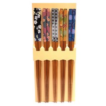 TENNENZAI 일본 목 패턴 젓가락 5p, F타입 믹스 플라워, 1세트