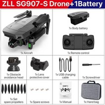 드론가격 드론카메라 고급드론 촬영용 입문용 드론 ZLL SG907 최대 SG907-S G 와이파이 FPV GPS 4K HD 카메라 3 축 짐벌 브러시리스 RC, SG907-S 1 battery
