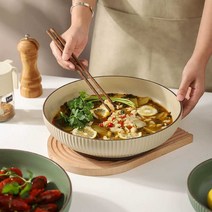 대용량접시 먹방 파티 점보사이즈 음식담기 킹크랩, 10인치 라지볼(베이지색) (4-6인용)