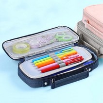 큰 수납 봉제 필통 원지퍼 고등학생필통 중학생필통, 블랙