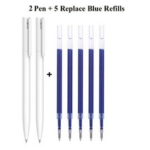 원래 샤오미 펜 쓰기 부드러운 빛 Mijia 붙이는 코어 교체 리필 블루 레드 블랙 0.5mm 비즈니스 롤러 볼펜, 2pen 5blue refills