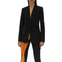 Helmut Lang 여성 콘트라스트 스티치 프로페셔널 원버튼 블레이저, Black, US 2 (XS)
