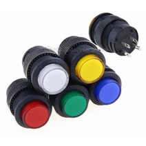 엘리베이터 버튼 승강기 자동 잠금 16mm 래칭5 색 led 조명이있는 순간 푸시 스위치 4pin r16 503ad r16 503bd, 푸른, 래칭, 5개