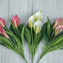 안수리움부쉬 47cm 조화 꽃 장식 소품, 진핑크, 진핑크