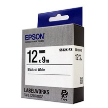 엡손 라벨테이프 SS12K-PX 12mm 8미터 흰색바탕 검정글씨 모든 엡손라벨프린터 사용가능, 파랑바탕검정글씨