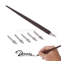 딥 펜 우드 영어 서예 펜 Copperplate 스크립트 오블 리크 딥 펜 홀더 + 5 펜촉 dropshipping|만년필|, 1개, 단일, 단일