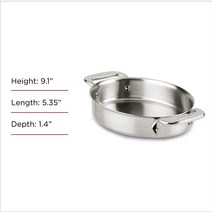 All-Clad 스테인리스 스틸 7인치 타원형 베이킹 용기 2피스 세트 실버 (59900)