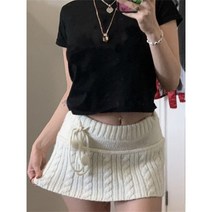 니트 스커트 미니 드로스트링 여성 가을 겨울