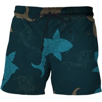 남자 숏 바지 여름 동물 금붕어 그래픽 비치 3D 패턴 Boardshorts 레저 패션, 12 CBDK-1533