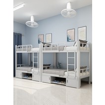 철제2층침대 벙커침대 2층침대프레임 더블 이층침대 성인 철제2층 학생 철제 이케아 합숙소 펜션, B.두꺼운 흰색 100x200