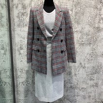 시슬리 더블버튼 체크 자켓 SAJKA4011 GN