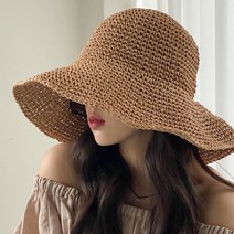키메라제이 네츄럴 밀짚 와이어 플로피 벙거지 버킷햇