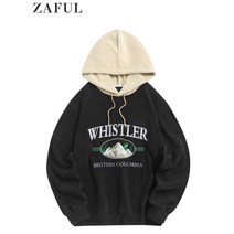 후드티 zaful men39s hoodies 양털 빈티지 운동복 편지 자수 streetwear 가을 겨울 hoody 까마귀 colorblock 폴라 풀오버